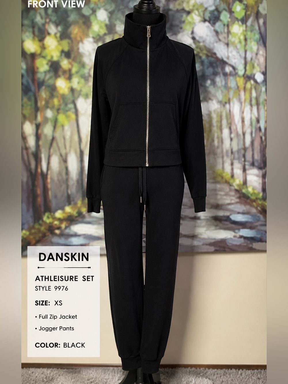 Danskin Black Performance Lounge Set XS Full Zip Joggers NWOT